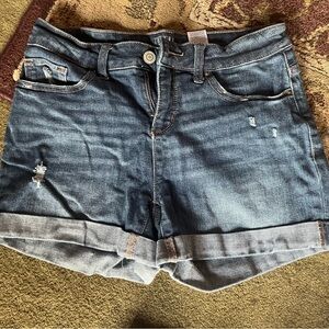 Time and Tru Women's Dark Wash Rolled Cuff Jean Shorts